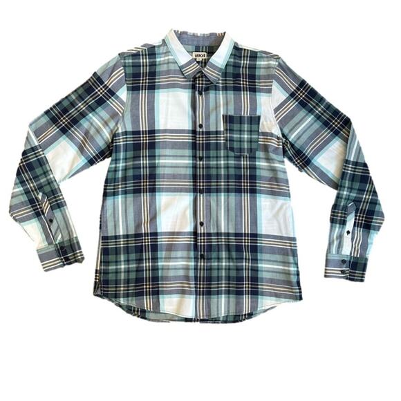 1901 Men's Button Up Dress Shirt Long Sleeve Plaid Pocket Size XXL Casual - Picture 1 of 12